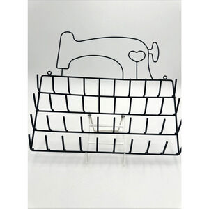 Cute Kitschy Thread Sewing Machine Shaped Spool Holder Black Wire Rack